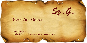 Szolár Géza névjegykártya